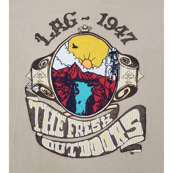 LRG 1947 The Fresh Outdoors Embroidered Polo Shirt CALI Beige Adventure 3XL‎ - Picture 1 of 6